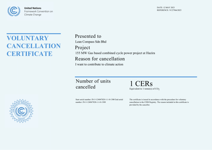 Lean Compass Voluntarily Cancellation Certificate Lean Compass Voluntarily Cancellation Certificate